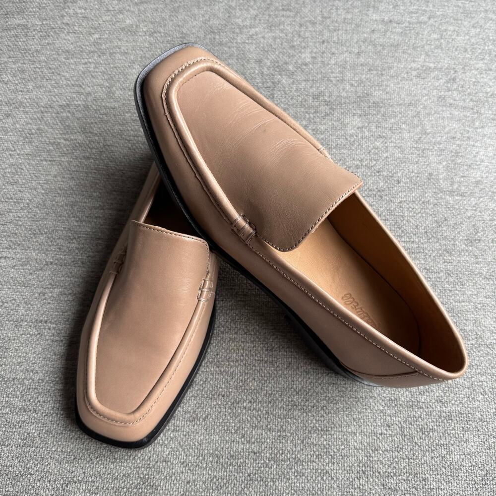 Madewell Ludlow Square Toe Leather Loafer Beige Classic Old Money Women's 7